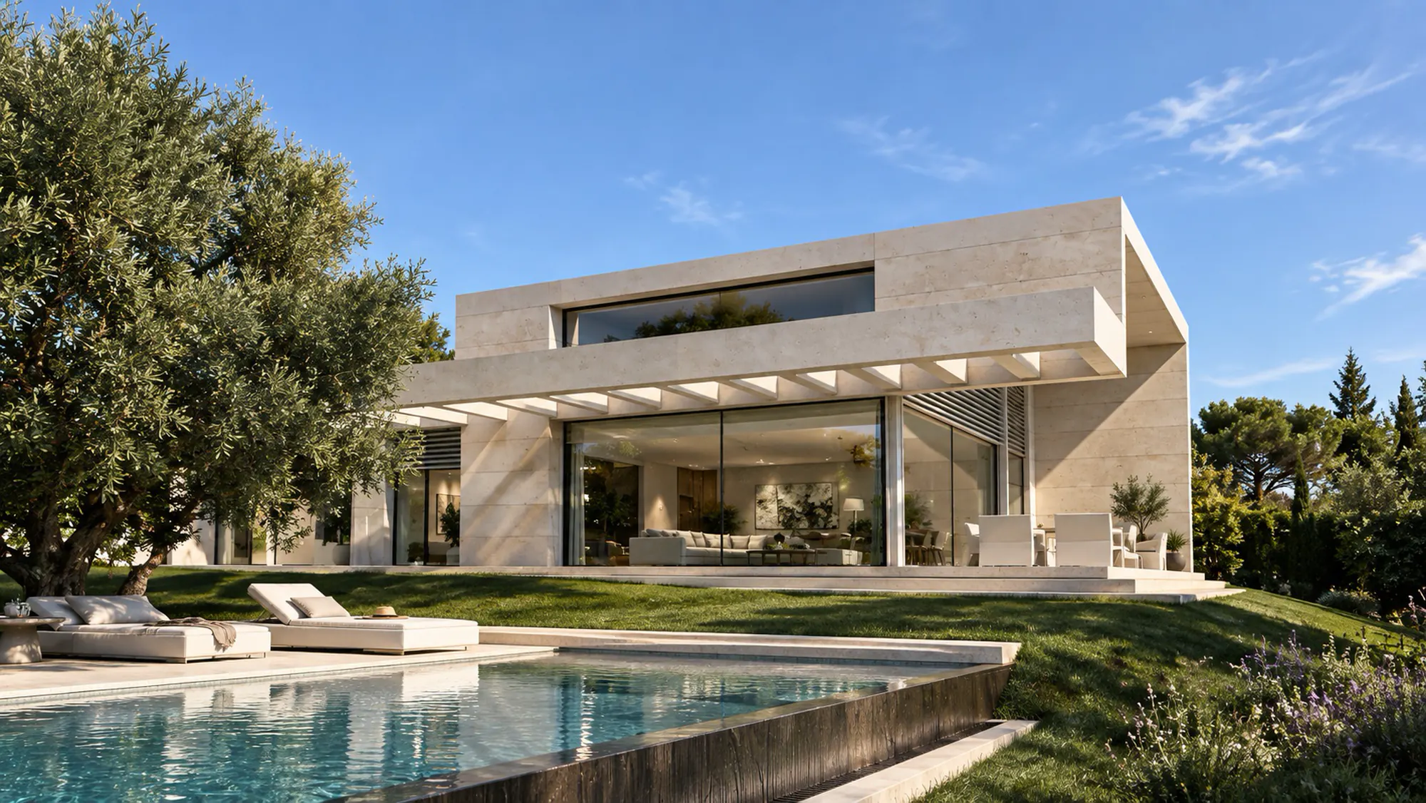 Villa contemporánea con piscina y vistas a la sierra en Ciudalcampo